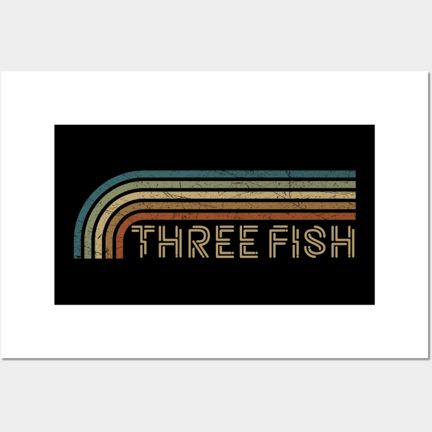 Three Fish Retro Stripes Wall Art by paintallday